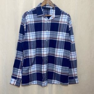 Tommy Hilfiger men’s button down blue with red and white light blue as well Lg